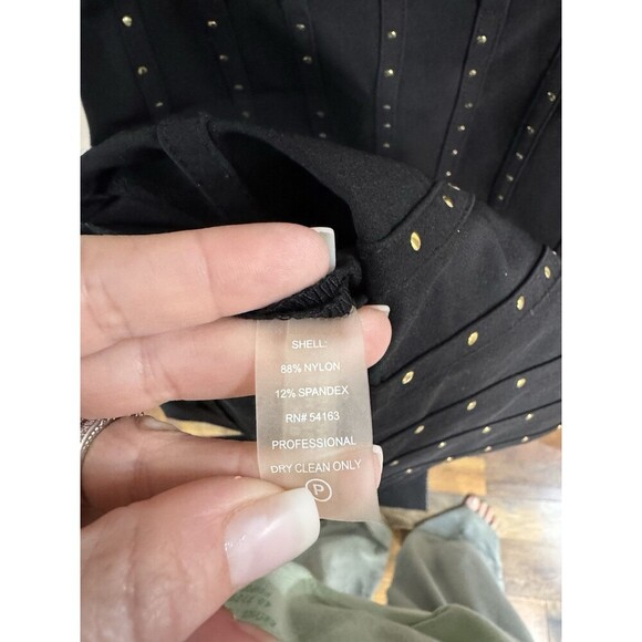 CALVIN KLEIN Black Studded Lined Pencil Dress Size 2 - Picture 3 of 6